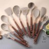 Gold-Plated Wood Grain Handle Non-Stick Pan
