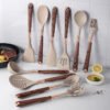 Gold-Plated Wood Grain Handle Non-Stick Pan